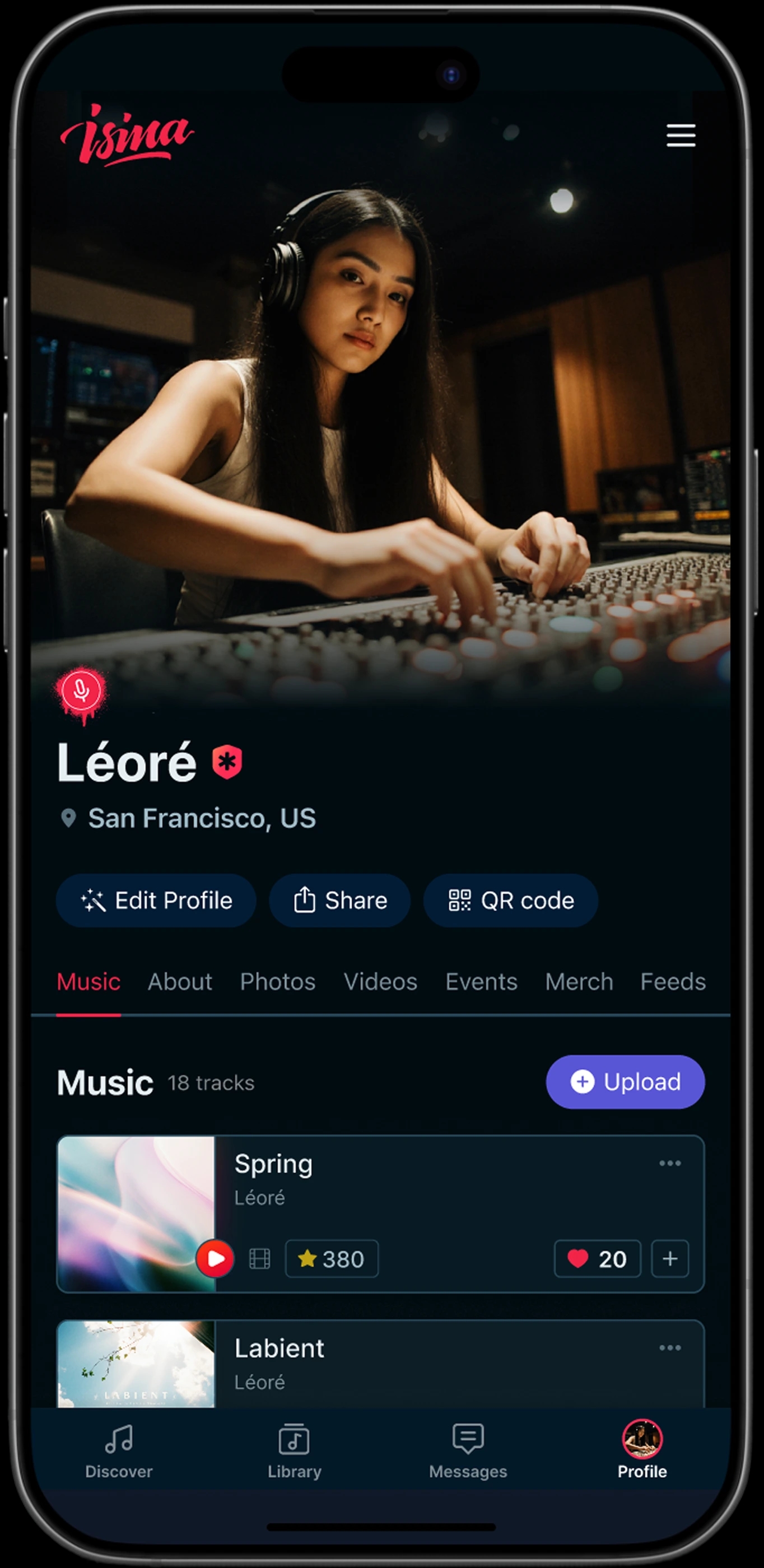 ISINA mobile app interface